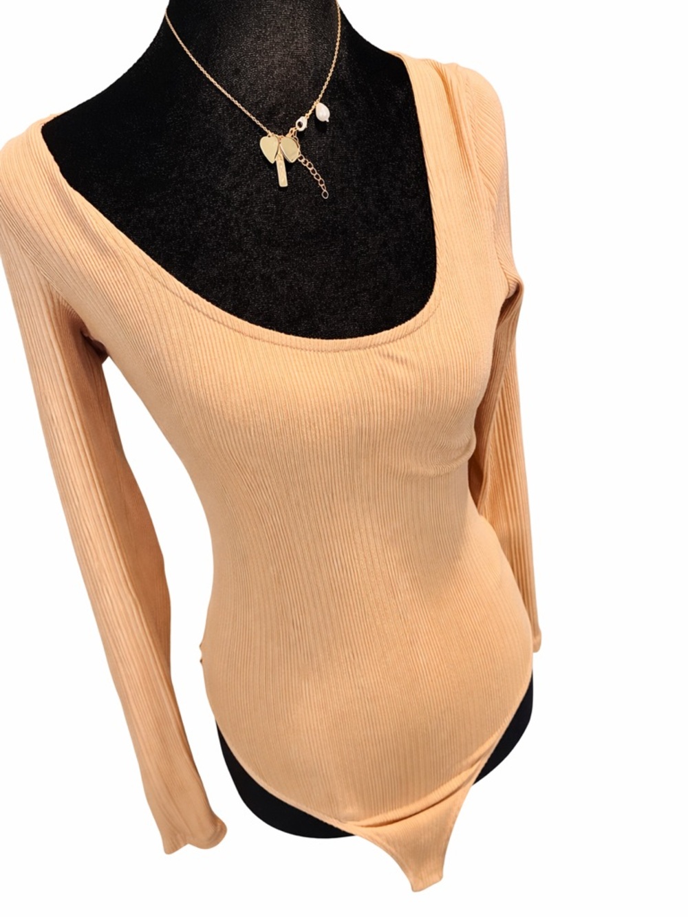 aerie Ribbed Scoop Neck Long Sleeve Bodysuit - beige/ tan